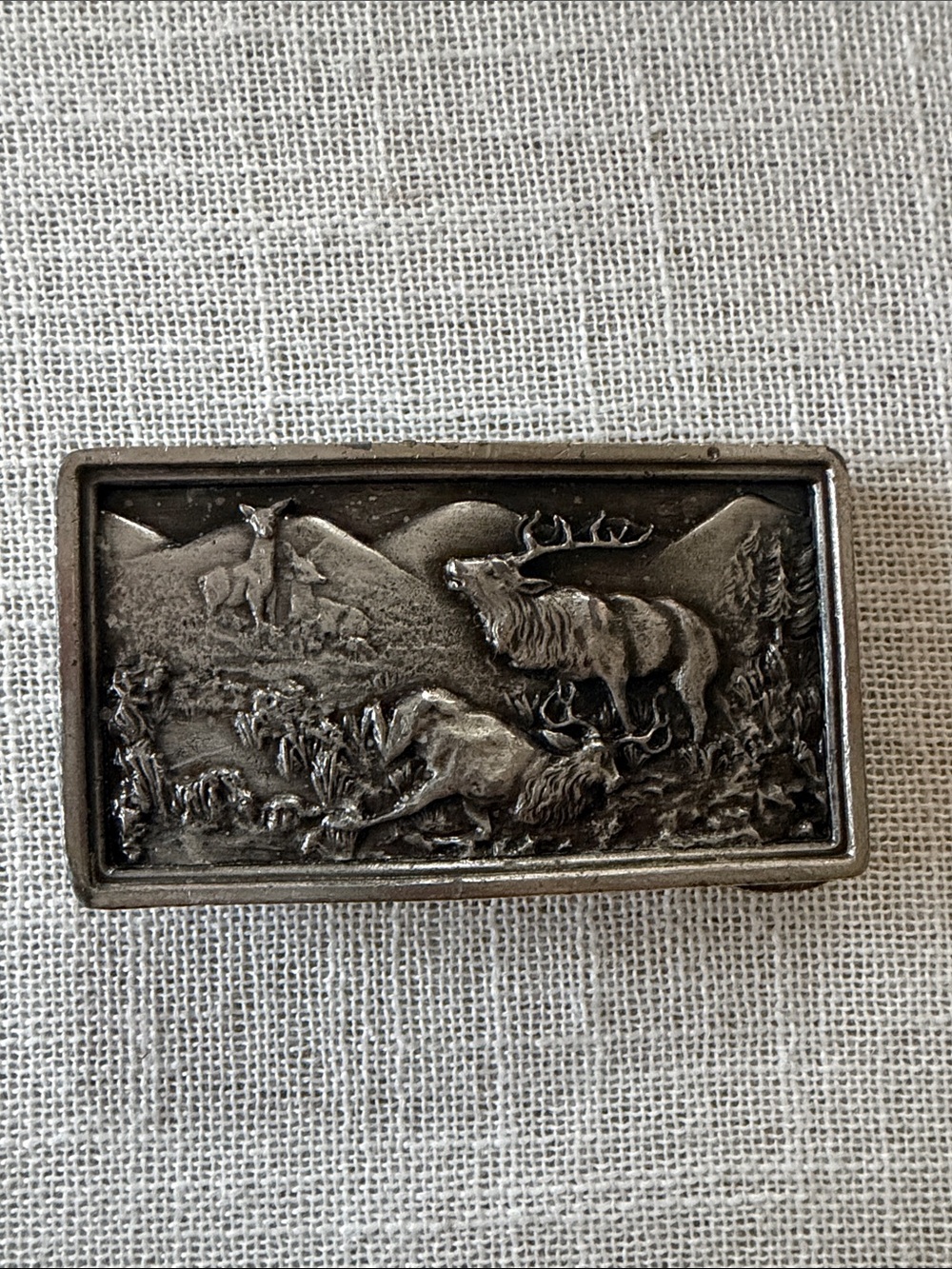 Vintage 1977 Bergamot Brass works Elk hunting belt buckle